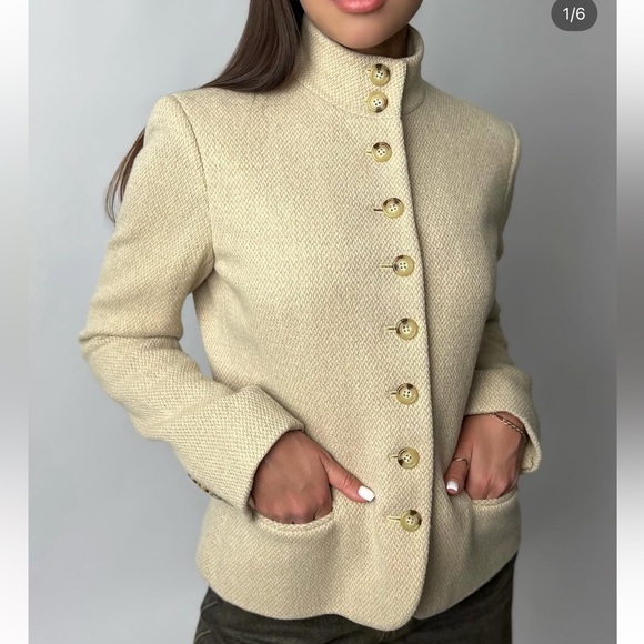 Lauren Ralph Lauren Jackets & Blazers - Lauren Ralph Lauren beige button down wool blazer